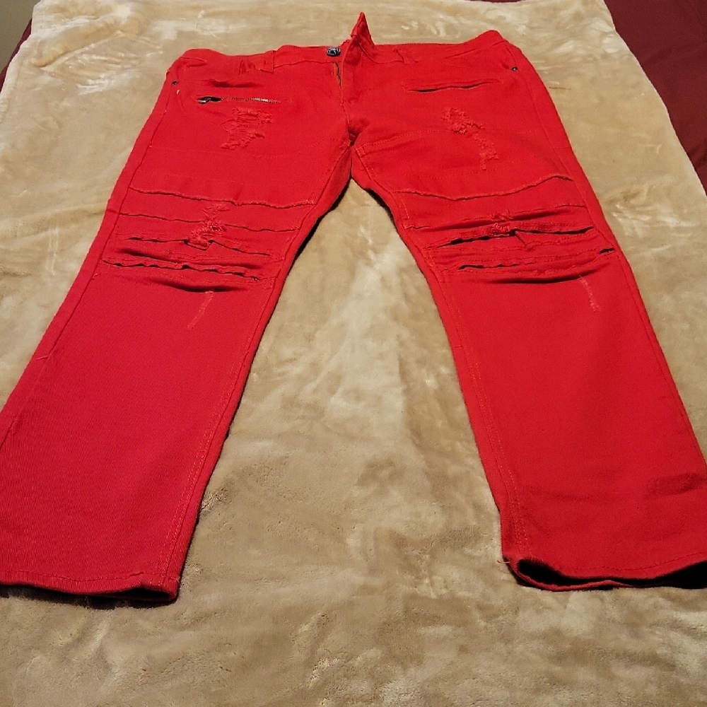 Vibrant Red Men's Straight Jeans